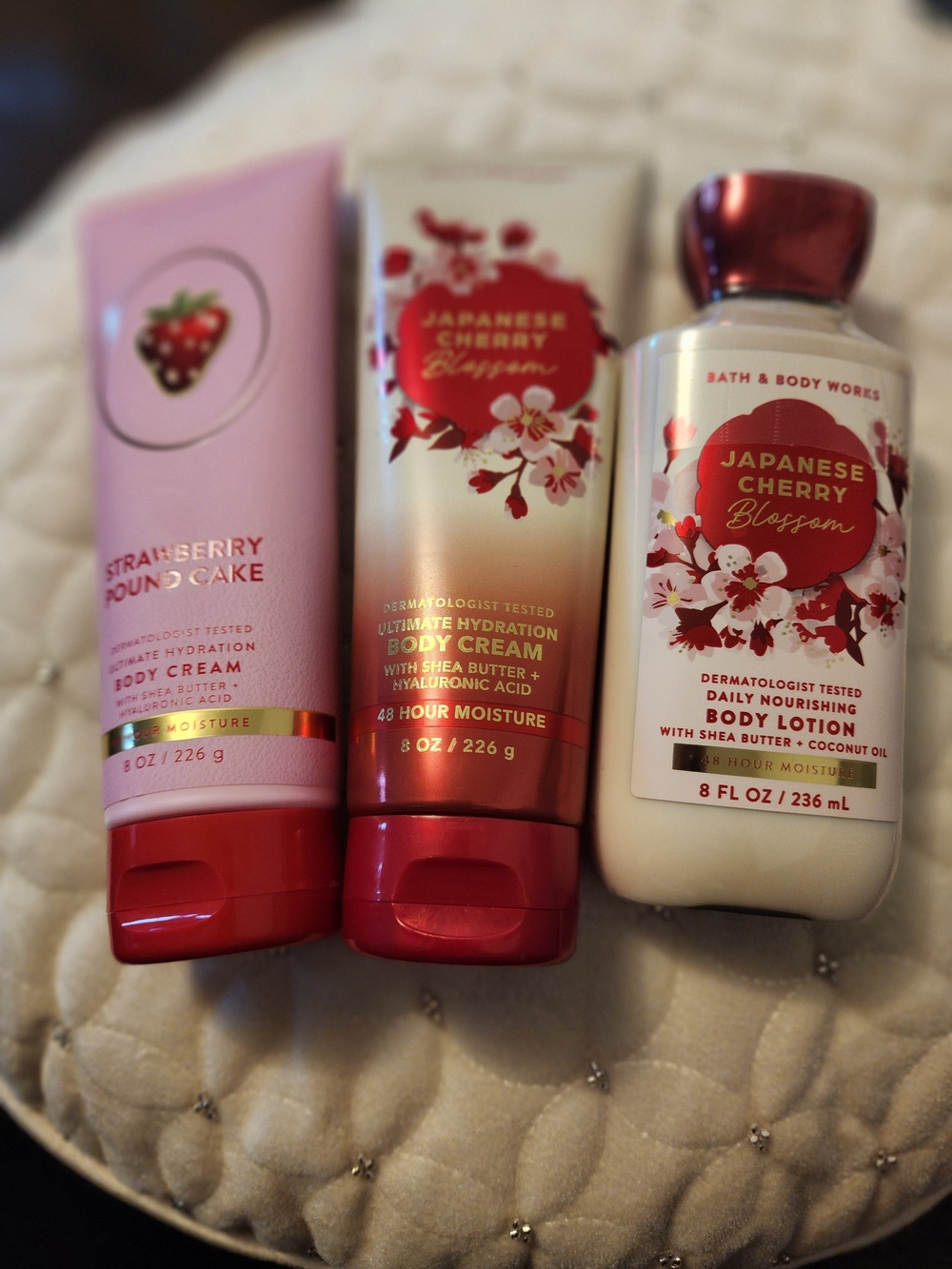 Bath & Body Works Pink & Red Body Creams and Lotion Trio
